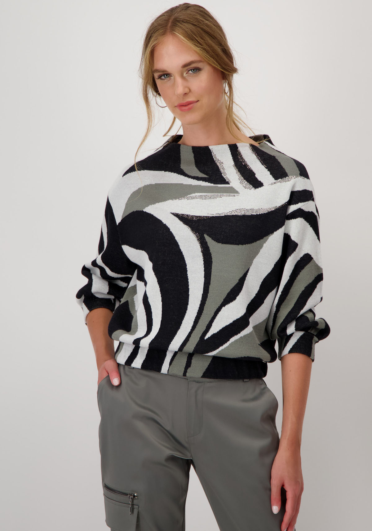Monari Strickpullover, mit Alloverprint Monari Strickpullover, mit Alloverprint von monari