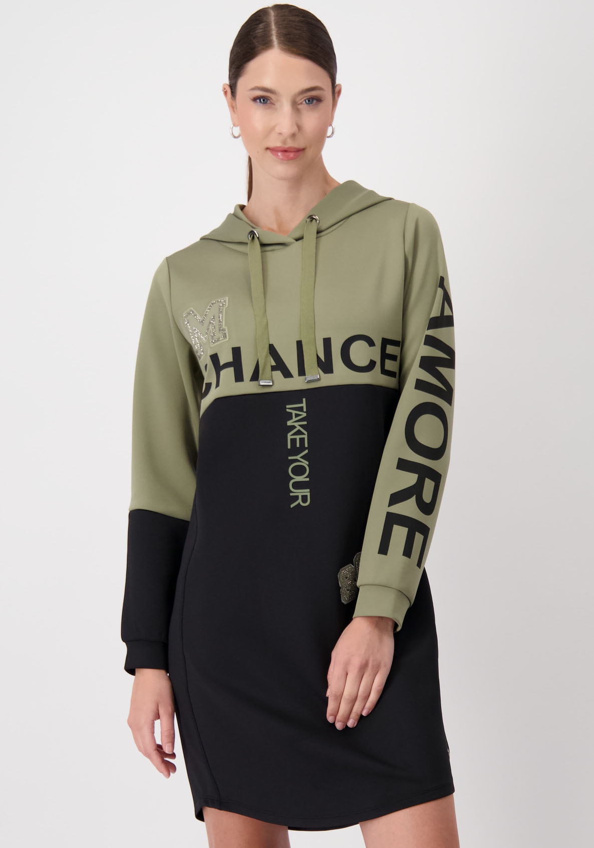 Monari Sweatkleid, mit Kapuze und Schriftzug Monari Sweatkleid, mit Kapuze und Schriftzug von monari