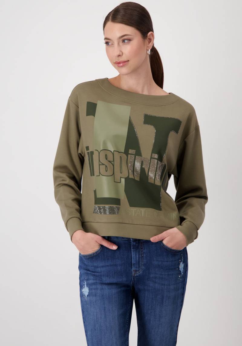 Monari Sweatshirt, mit Folienglanzschrift von monari