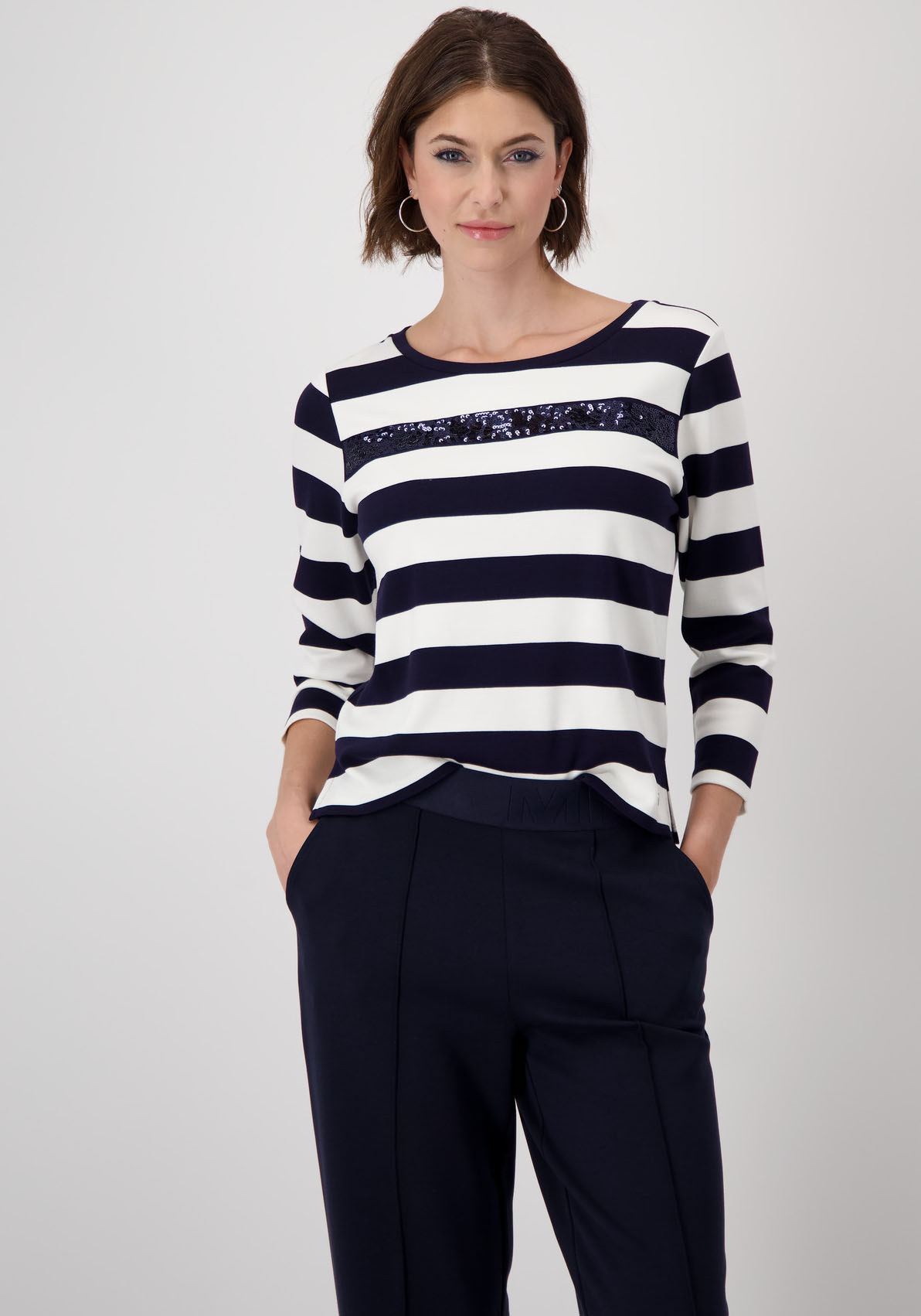 Monari Sweatshirt »Sweatshirt Ringel Pailletten«, Mit Rundhalsausschnitt Monari Sweatshirt »Sweatshirt Ringel Pailletten«, Mit Rundhalsausschnitt von monari