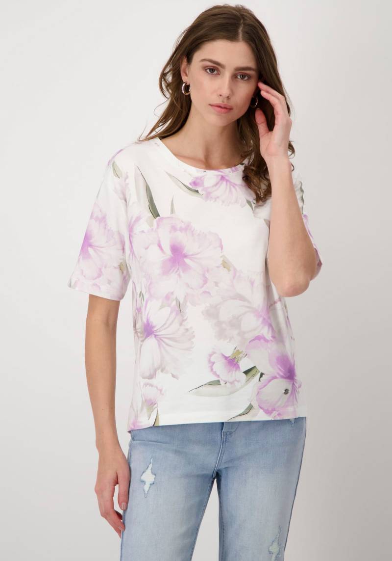 Monari Rundhalsshirt, mit Blumenmuster allover von monari