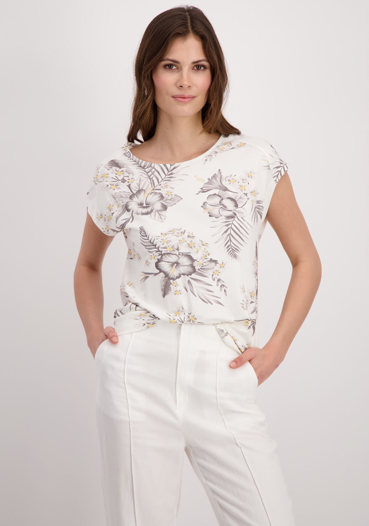 Monari Rundhalsshirt, mit Blumenmuster von monari