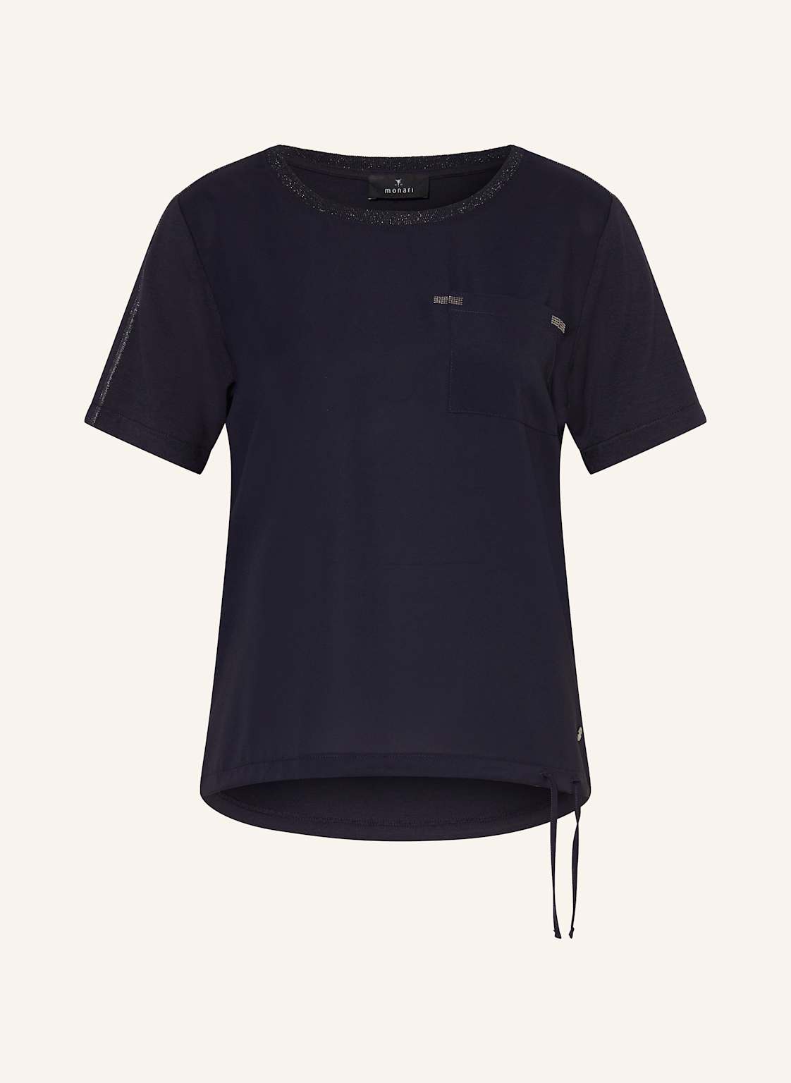 Monari T-Shirt Im Materialmix Mit Schmucksteinen blau Monari T-Shirt Im Materialmix Mit Schmucksteinen blau von monari
