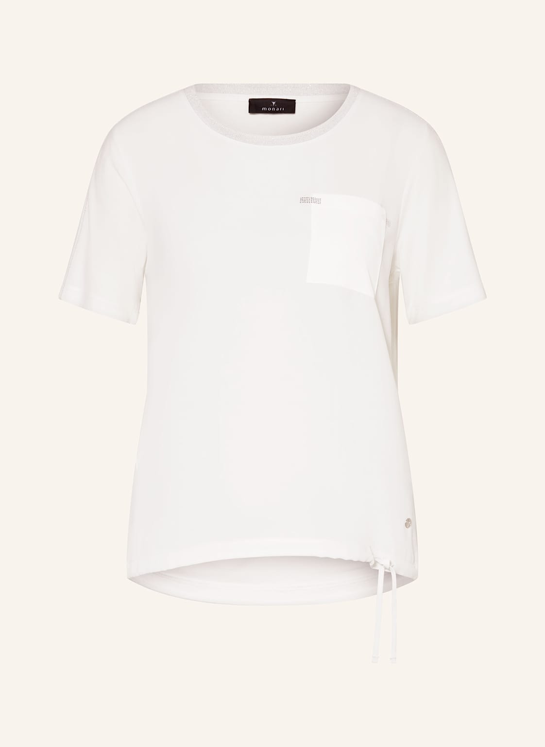 Monari T-Shirt Im Materialmix Mit Schmucksteinen weiss Monari T-Shirt Im Materialmix Mit Schmucksteinen weiss von monari