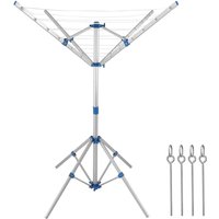 Aluminium Wäschespinne mit 4 Armen und 4 Standfüßen - 16m Gesamtleine von monzana®