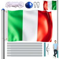 Fahnenmast Alu 650cm mit Italien-Flagge von monzana®