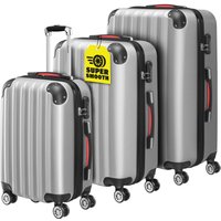 Hartschalenkoffer Set 3tlg Rollen 360º Silber ABS von monzana®