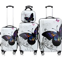 Hartschalenkoffer Set 4-tlg Rollen 360º Beautycase Butterfly Polycarbonat von monzana®