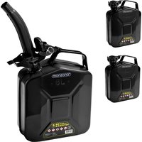 Metallkanister 3er-Set Schwarz je 5 Liter + Ausgießer von monzana®