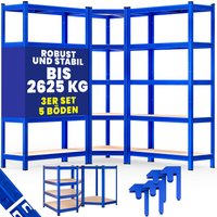 Schwerlast- und Eckregal 3er-Set Blau je 875kg von monzana®