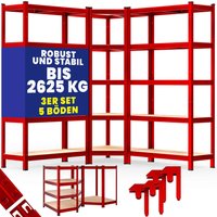 Schwerlast- und Eckregal 3er-Set Rot je 875kg von monzana®