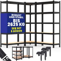 Schwerlast- und Eckregal 3er-Set Schwarz je 875kg von monzana®