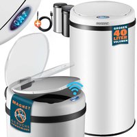 Sensor Mülleimer Weiß Edelstahl 40L von monzana®