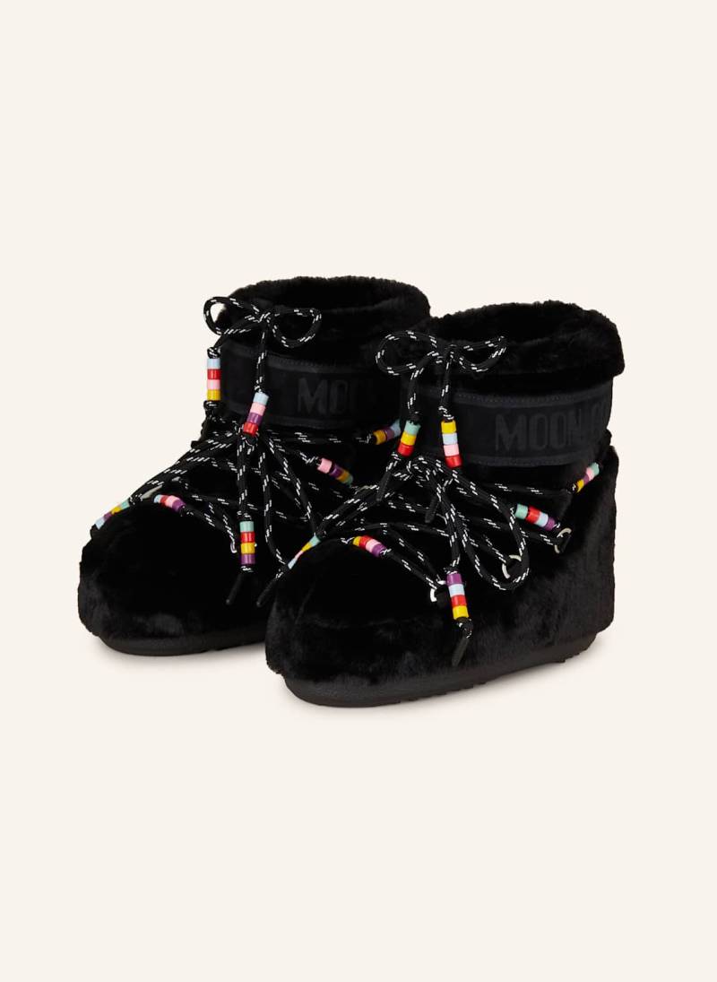 Moon Boot Moon Boot Icon Low Faux Fur Beads schwarz von moon boot