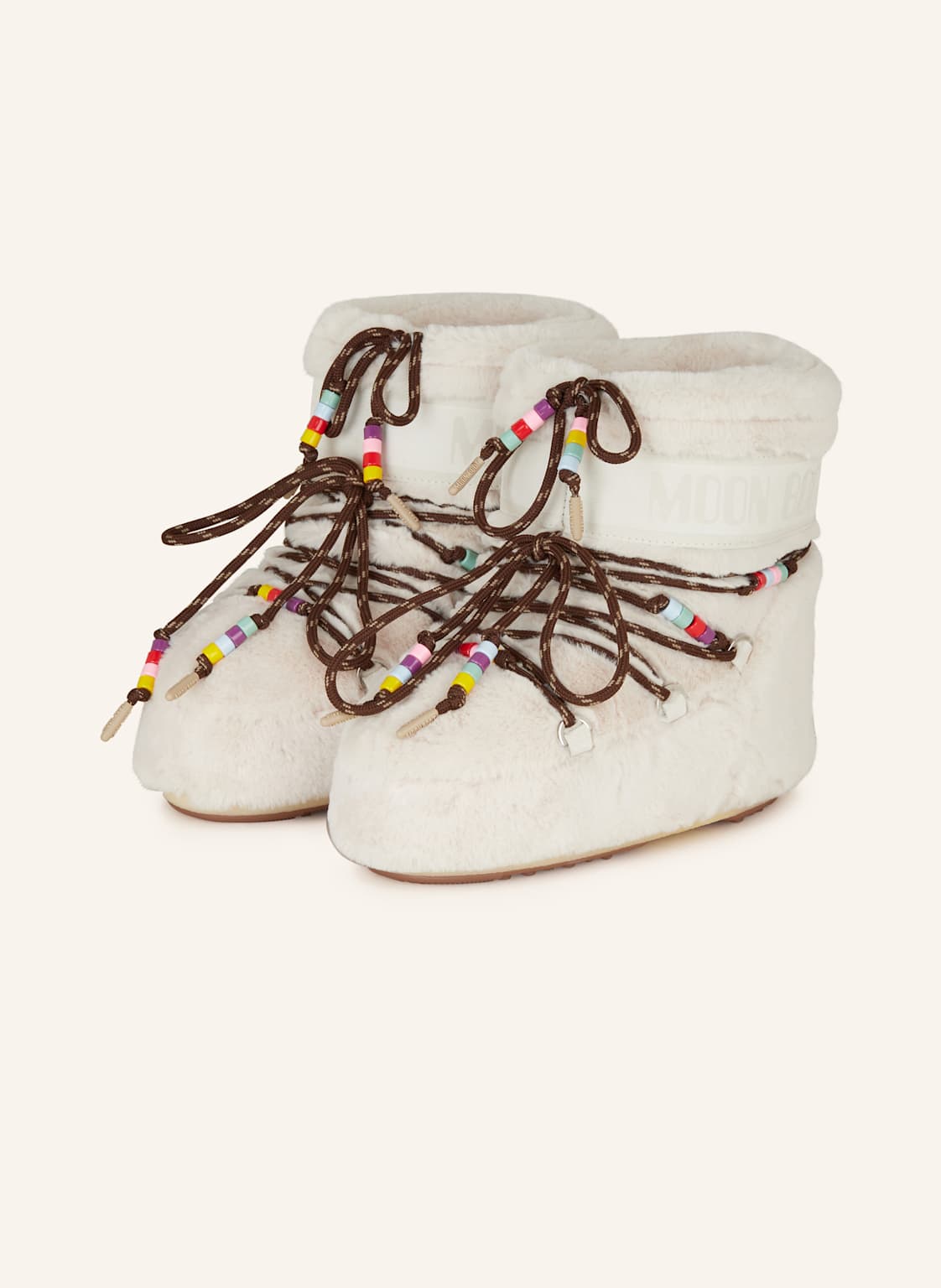 Moon Boot Moon Boot Icon Low Faux Fur Beads weiss von moon boot