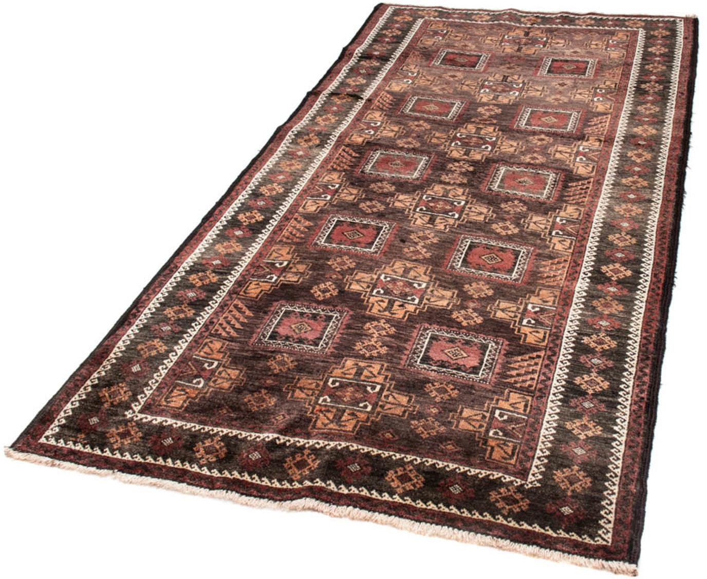 morgenland Hochflor-Läufer »Belutsch Durchgemustert Cioccolato chiaro 223 x 111 cm«, rechteckig, Handgeknüpft von morgenland