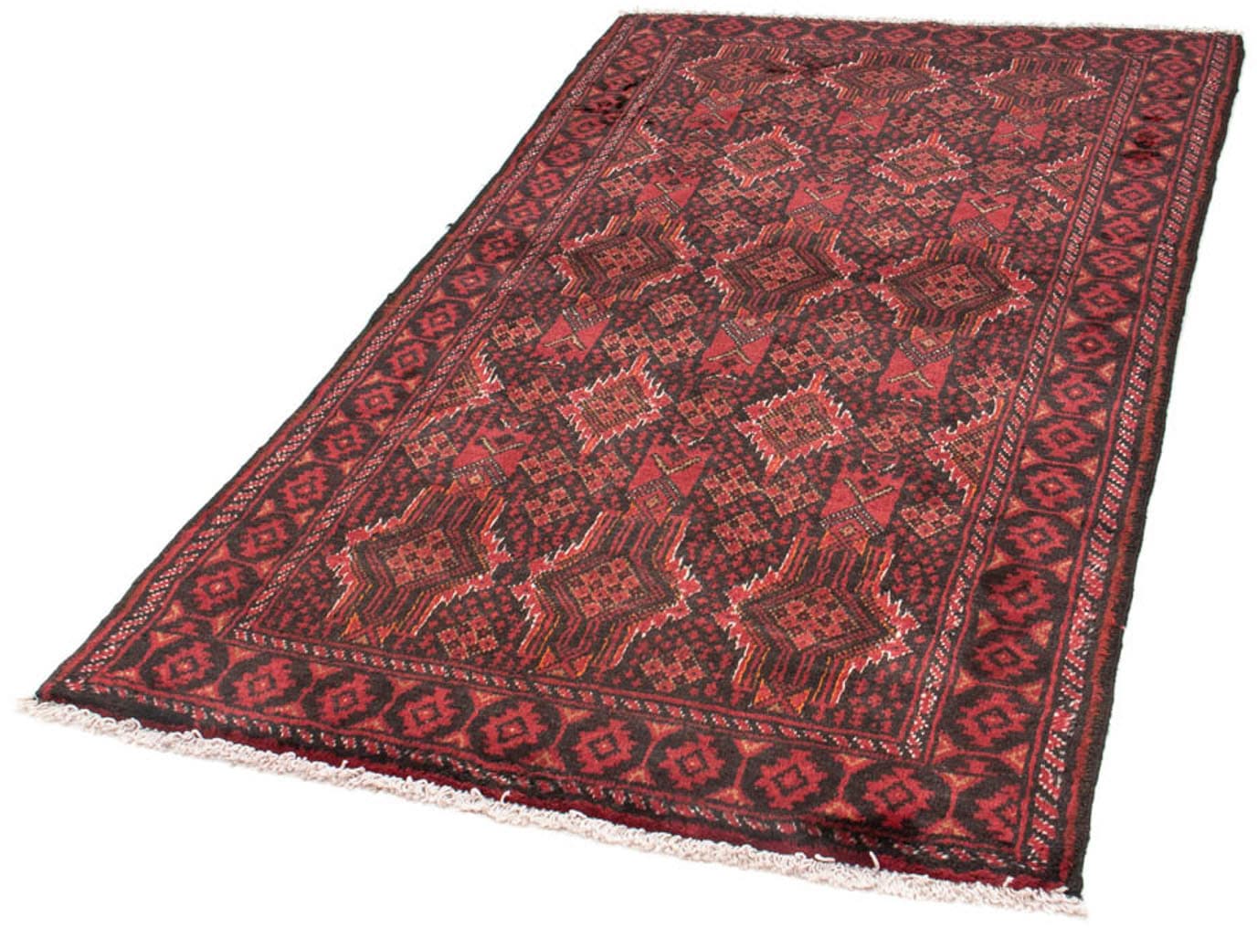 morgenland Hochflor-Läufer »Belutsch Durchgemustert Rosso 182 x 101 cm«, rechteckig, Handgeknüpft von morgenland