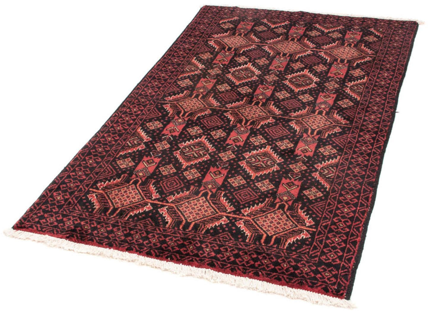 morgenland Hochflor-Läufer »Belutsch Durchgemustert Rosso chiaro 176 x 101 cm«, rechteckig, Handgeknüpft von morgenland