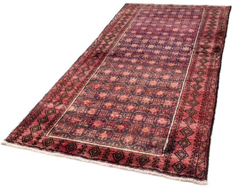 morgenland Hochflor-Läufer »Belutsch Durchgemustert Rosso chiaro 227 x 110 cm«, rechteckig, Handgeknüpft von morgenland