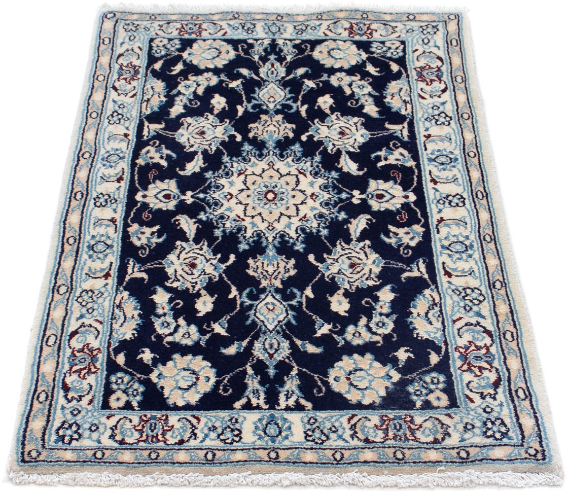 morgenland Hochflor-Läufer »Nain Blumenmuster Blu scuro 400 x 77 cm«, rechteckig, Unikat mit Zertifikat von morgenland