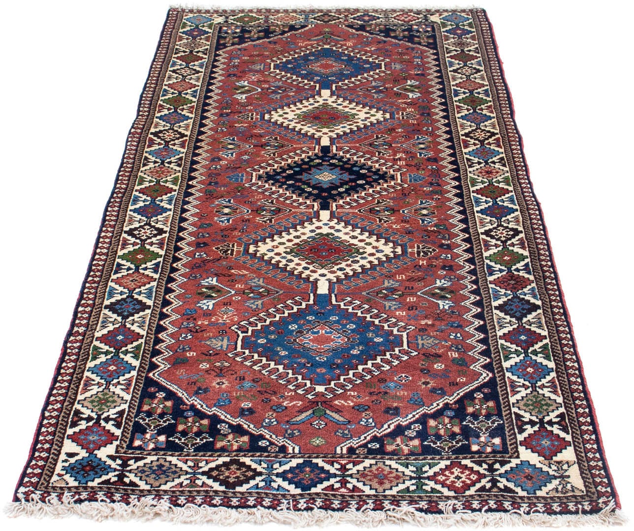 morgenland Hochflor-Läufer »Yalameh Medaillon Blu scuro 203 x 83 cm«, rechteckig, Handgeknüpft von morgenland