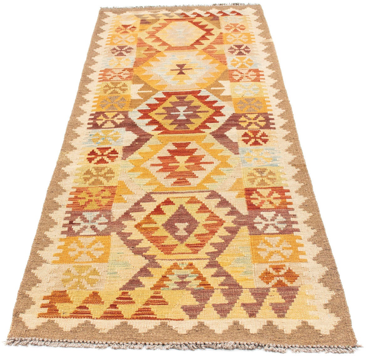 morgenland Läufer »Kelim Medaillon Beige 202 x 75 cm«, rechteckig, 4 mm Höhe, OrientOptik von morgenland