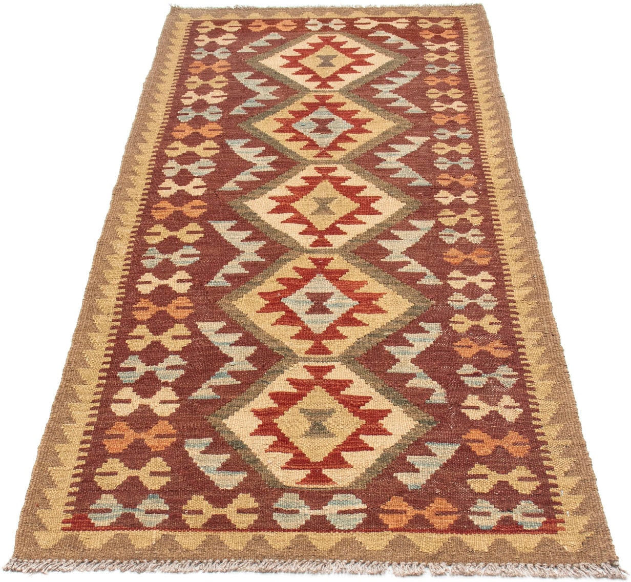 morgenland Läufer »Kelim Medaillon Marrone 192 x 76 cm«, rechteckig, 4 mm Höhe, OrientOptik von morgenland