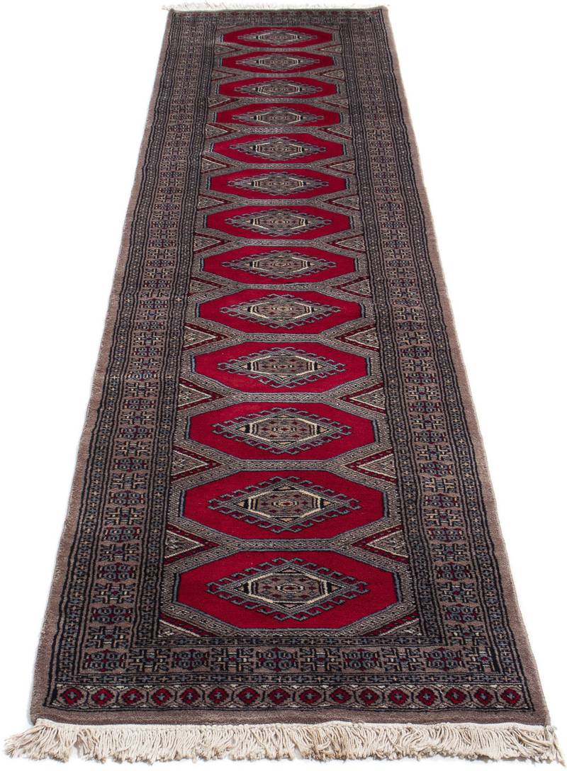 morgenland Orientteppich »Afghan - Buchara - 314 x 62 cm - dunkelrot«, rechteckig, 7 mm Höhe, Wohnzimmer, Handgeknüpft, Einzelstück mit Zertifikat von morgenland