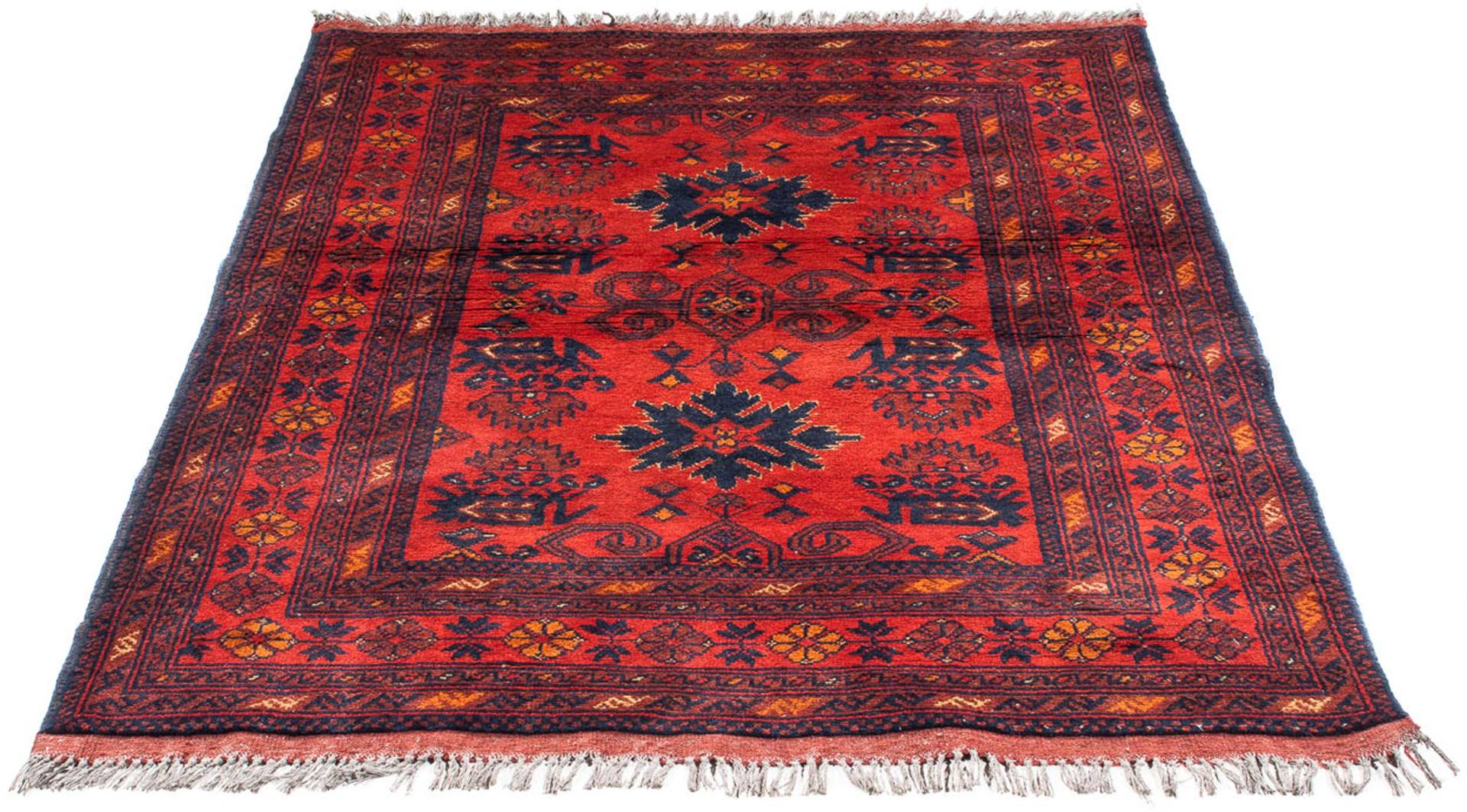 morgenland Orientteppich »Afghan - Kunduz - 143 x 101 cm - dunkelrot«, rechteckig, Wohnzimmer, Handgeknüpft, Einzelstück mit Zertifikat von morgenland