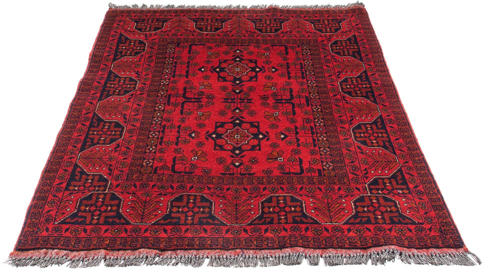 morgenland Orientteppich »Afghan - Kunduz - 154 x 104 cm - dunkelrot«, rechteckig, Wohnzimmer, Handgeknüpft, Einzelstück mit Zertifikat von morgenland