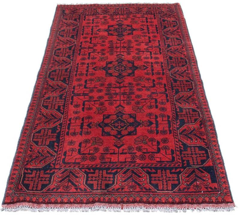 morgenland Orientteppich »Afghan - Kunduz - 190 x 83 cm - dunkelrot«, rechteckig, 7 mm Höhe, Wohnzimmer, Handgeknüpft, Einzelstück mit Zertifikat von morgenland