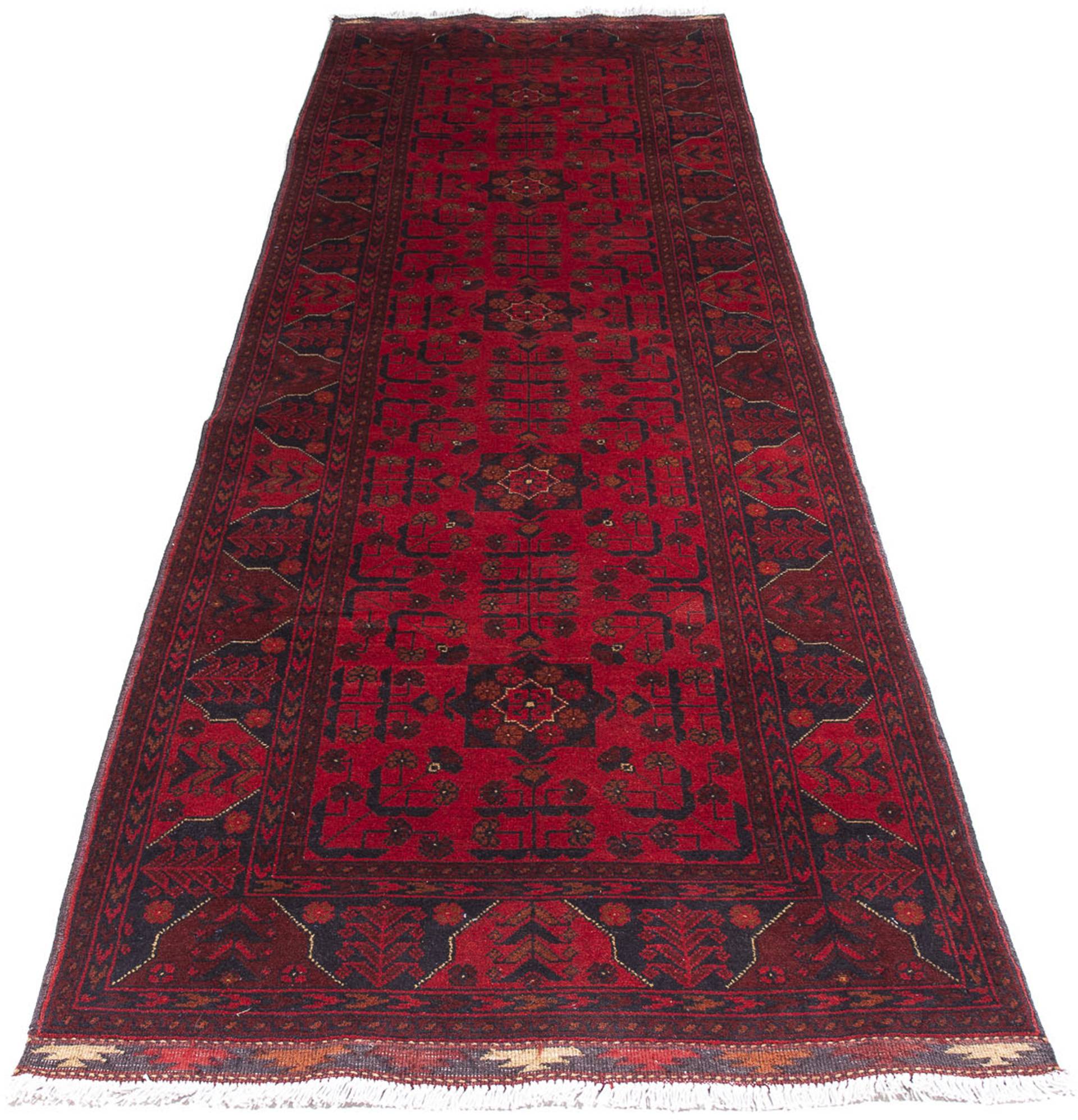 morgenland Orientteppich »Afghan - Kunduz - 299 x 82 cm - dunkelrot«, rechteckig, Wohnzimmer, Handgeknüpft, Einzelstück mit Zertifikat von morgenland