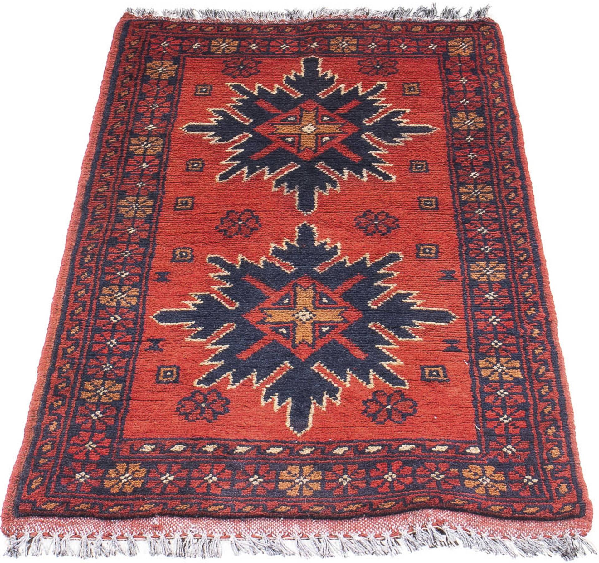 morgenland Orientteppich »Afghan - Kunduz - 98 x 49 cm - dunkelrot«, rechteckig, Wohnzimmer, Handgeknüpft, Einzelstück mit Zertifikat von morgenland