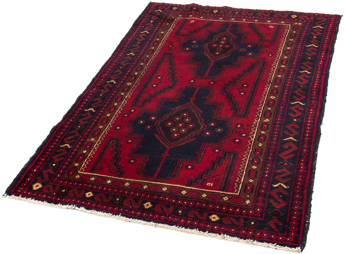 morgenland Orientteppich »Belutsch - 121 x 82 cm - dunkelrot«, rechteckig, 8 mm Höhe, Wohnzimmer, Handgeknüpft, Einzelstück mit Zertifikat von morgenland