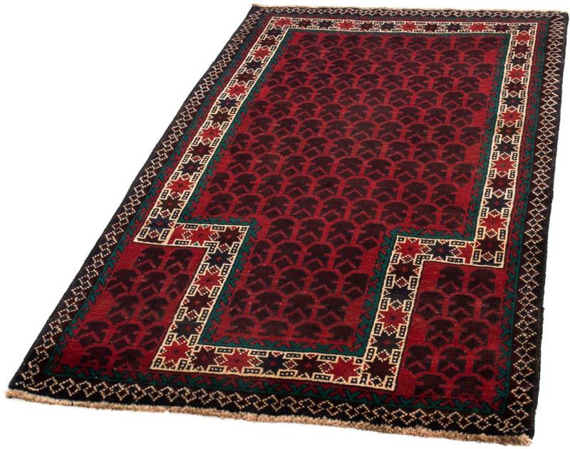 morgenland Orientteppich »Belutsch - 142 x 85 cm - dunkelrot«, rechteckig, 8 mm Höhe, Wohnzimmer, Handgeknüpft, Einzelstück mit Zertifikat von morgenland