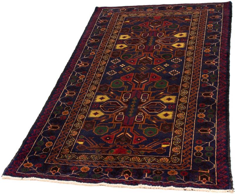 morgenland Orientteppich »Belutsch - 150 x 85 cm - dunkelblau«, rechteckig, 8 mm Höhe, Wohnzimmer, Handgeknüpft, Einzelstück mit Zertifikat von morgenland