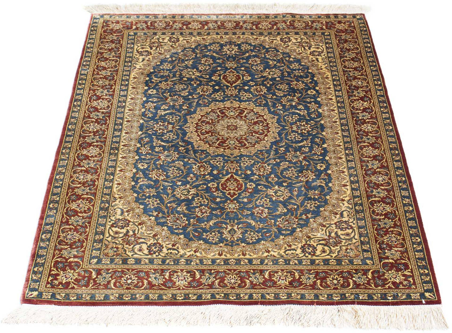 morgenland Orientteppich »Perser - Ghom - 117 x 80 cm - türkis«, rechteckig, 10 mm Höhe, Wohnzimmer, Handgeknüpft, Einzelstück mit Zertifikat von morgenland