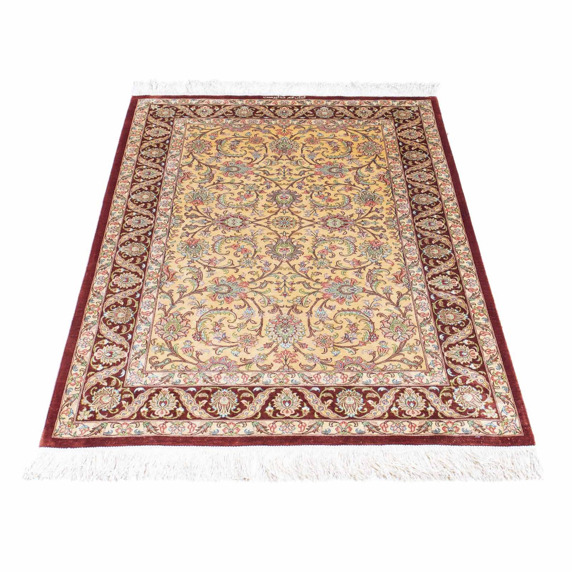 morgenland Orientteppich »Perser - Ghom - 123 x 83 cm - beige«, rechteckig, Wohnzimmer, Handgeknüpft, Einzelstück mit Zertifikat von morgenland