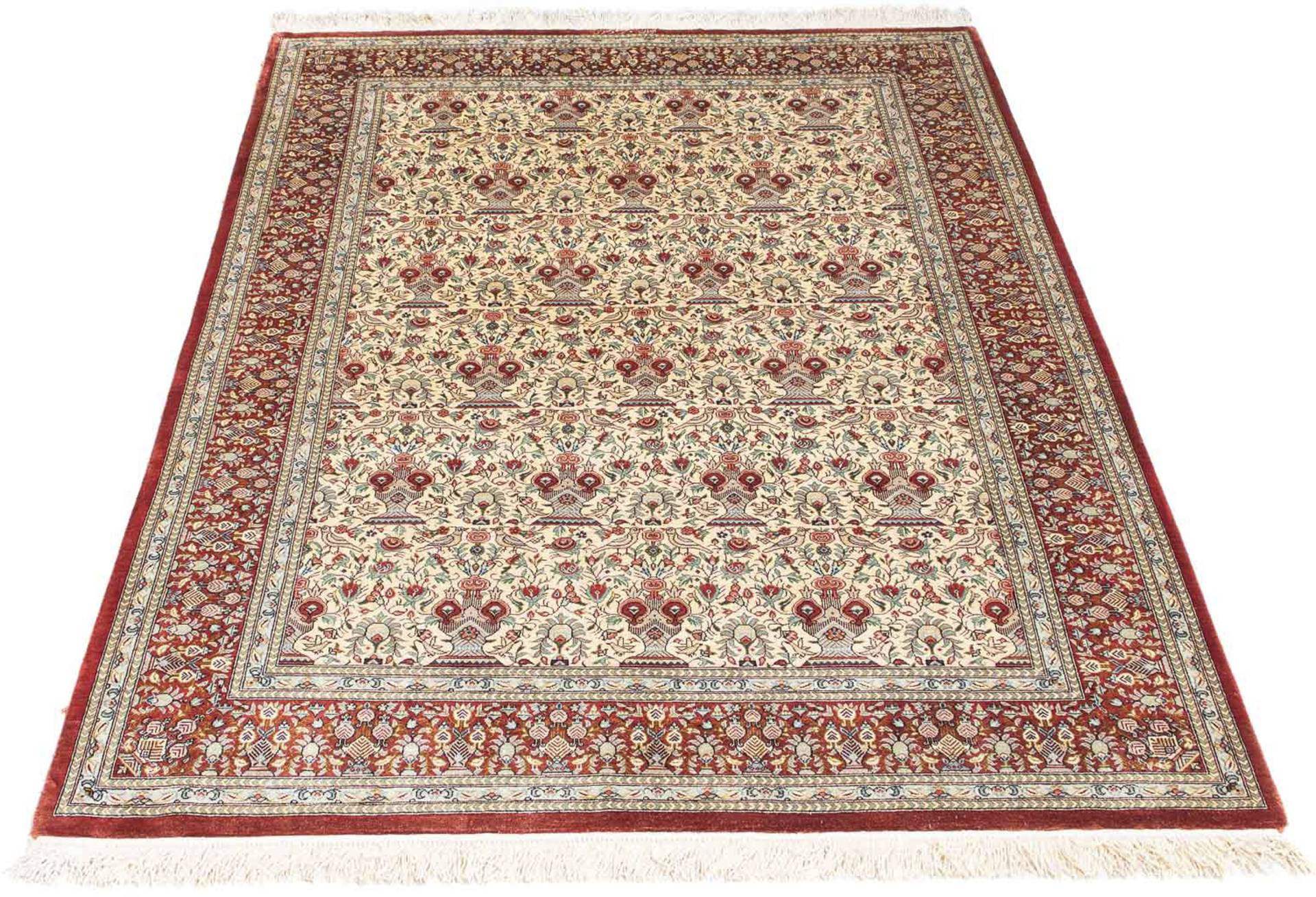 morgenland Orientteppich »Perser - Ghom - 158 x 107 cm - beige«, rechteckig, Wohnzimmer, Handgeknüpft, Einzelstück mit Zertifikat von morgenland