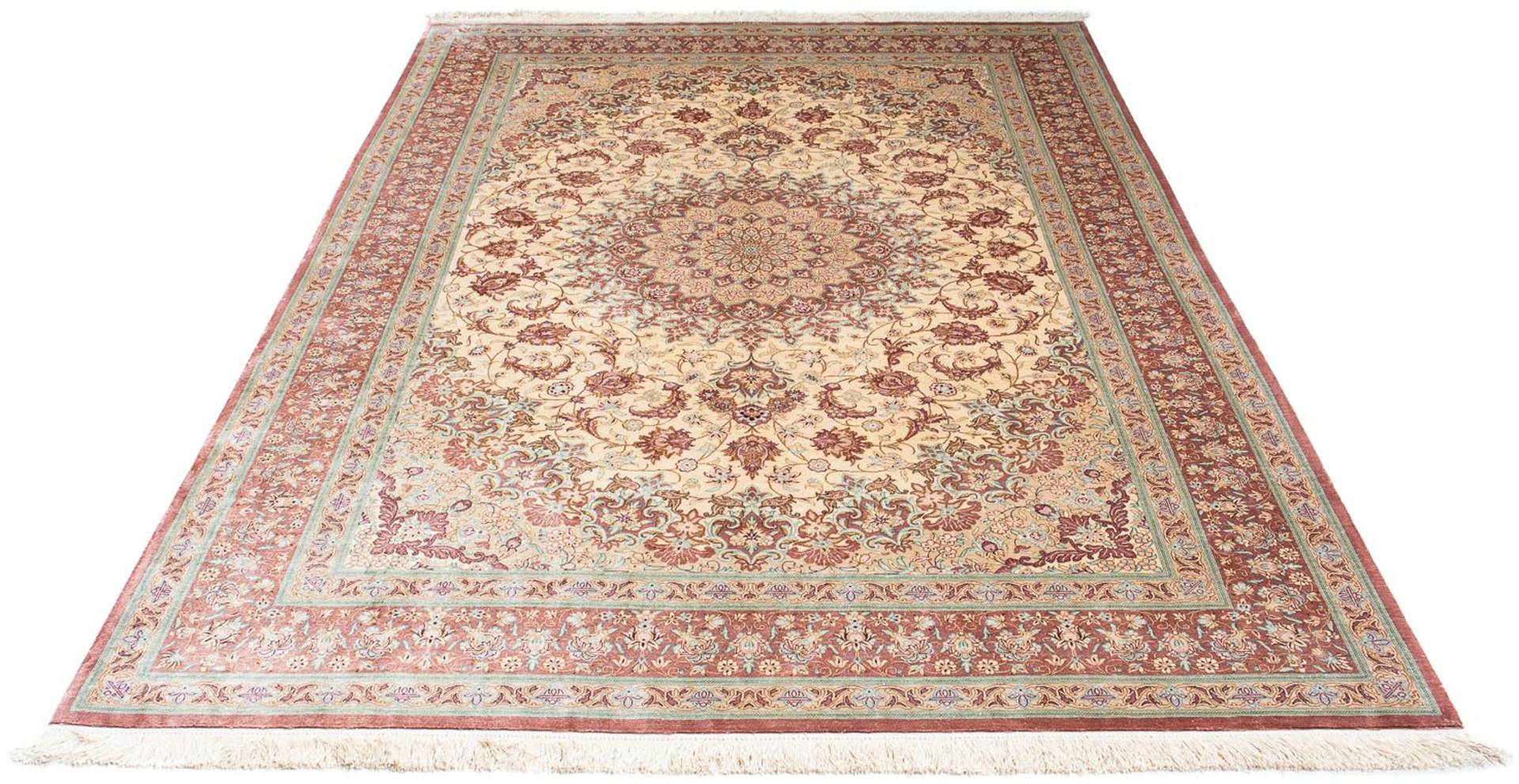 morgenland Orientteppich »Perser - Ghom - 240 x 160 cm - beige«, rechteckig, Wohnzimmer, Handgeknüpft, Einzelstück mit Zertifikat von morgenland