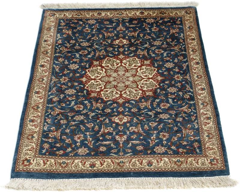 morgenland Orientteppich »Perser - Ghom - 94 x 58 cm - blau«, rechteckig, 10 mm Höhe, Wohnzimmer, Handgeknüpft, Einzelstück mit Zertifikat von morgenland