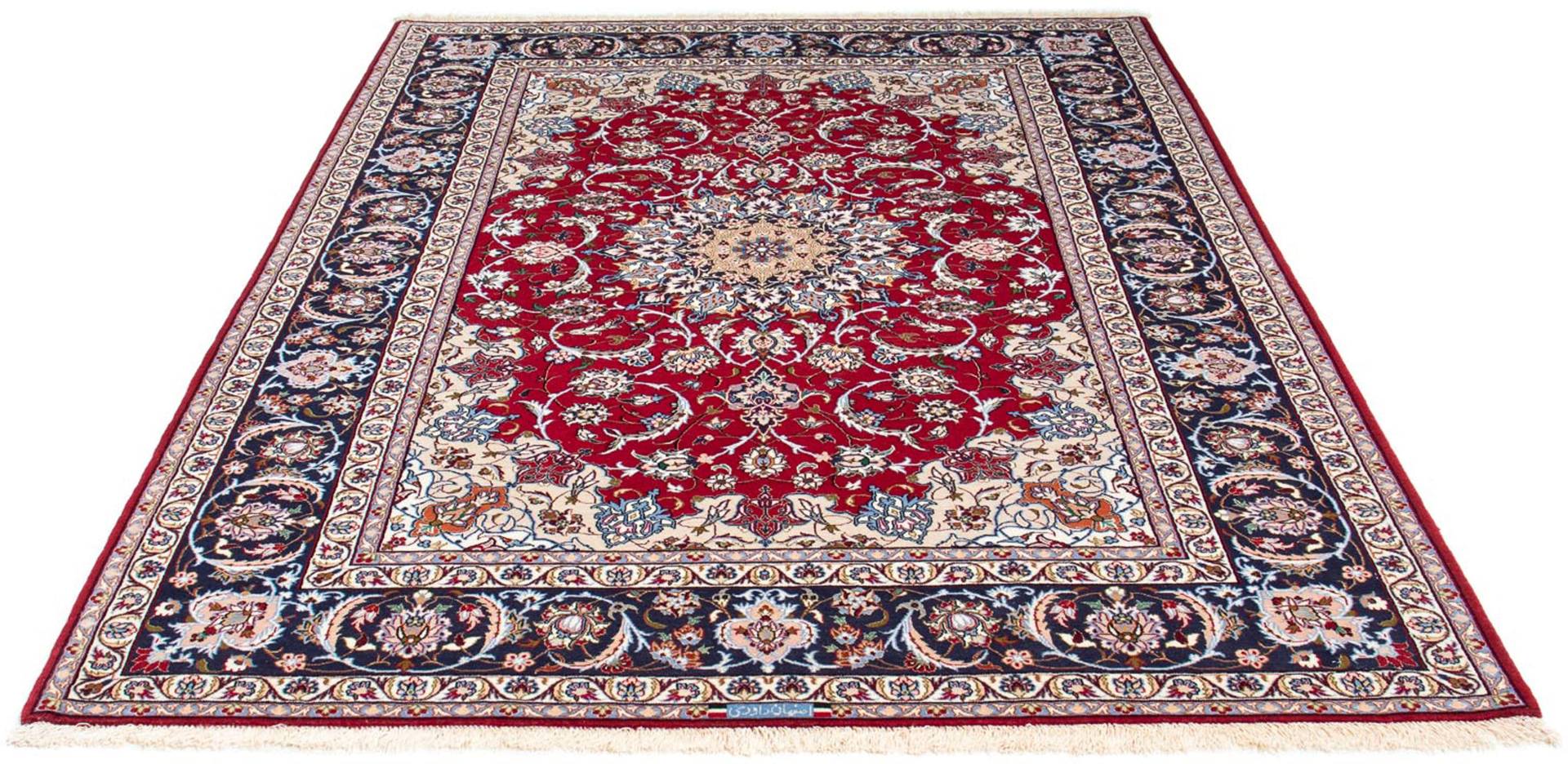 morgenland Orientteppich »Perser - Isfahan - Premium - 227 x 164 cm - dunkelrot«, rechteckig, Wohnzimmer, Handgeknüpft, Einzelstück mit Zertifikat von morgenland