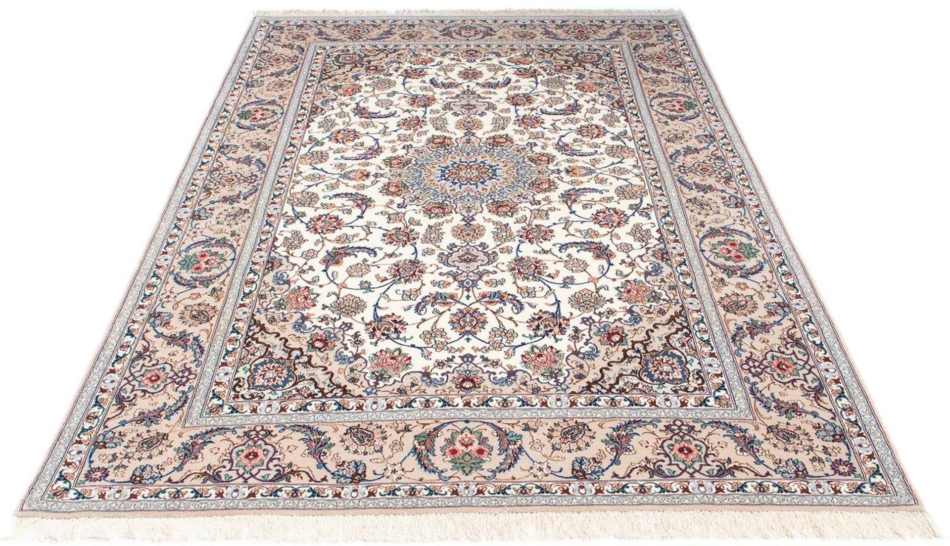 morgenland Orientteppich »Perser - Isfahan - Premium - 230 x 145 cm - beige«, rechteckig, Wohnzimmer, Handgeknüpft, Einzelstück mit Zertifikat von morgenland