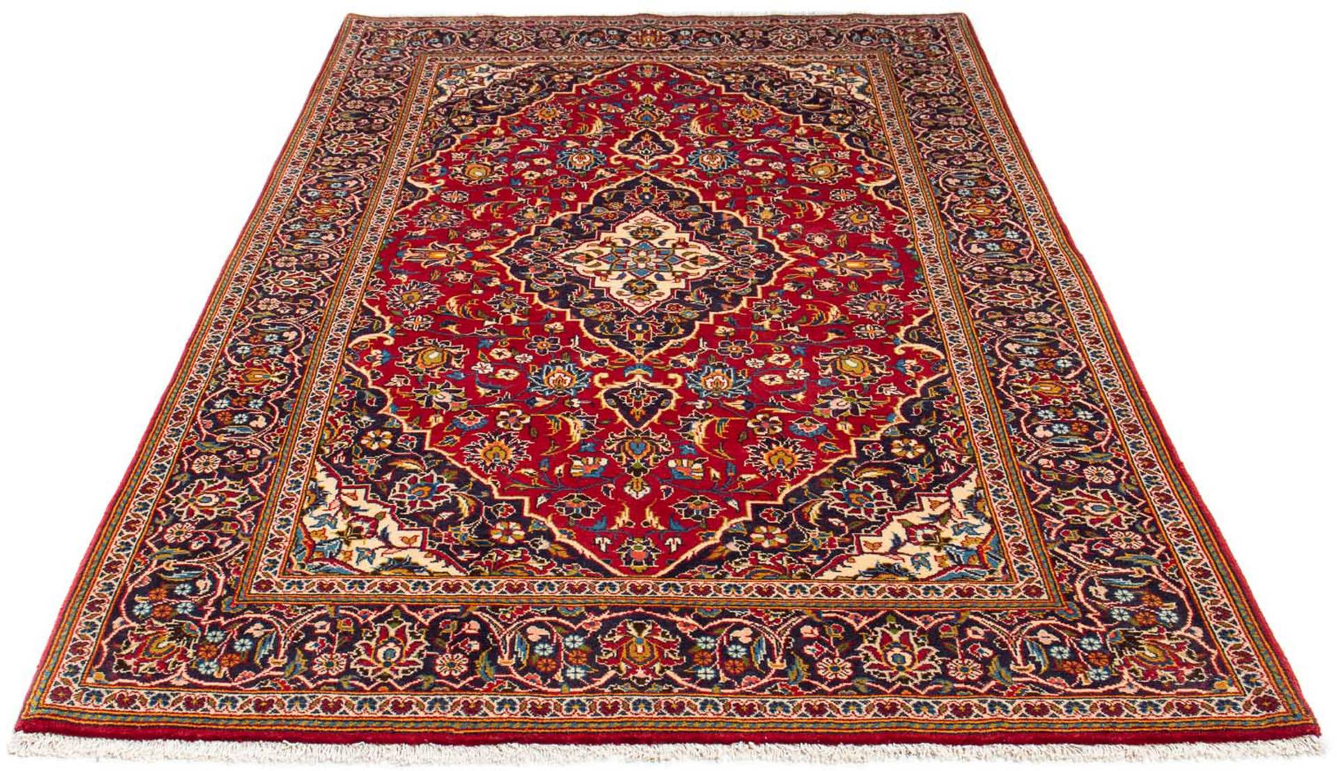 morgenland Orientteppich »Perser - Keshan - 226 x 137 cm - rot«, rechteckig, 10 mm Höhe, Wohnzimmer, Handgeknüpft, Einzelstück mit Zertifikat von morgenland