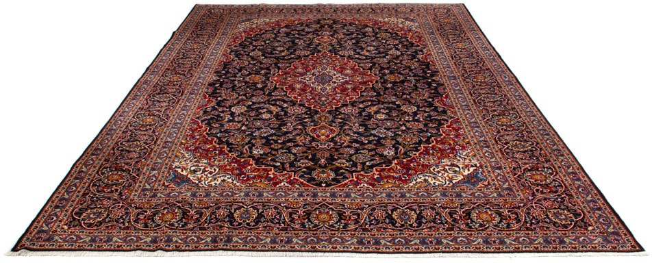 morgenland Orientteppich »Perser - Keshan - 425 x 318 cm - dunkelblau«, rechteckig, Wohnzimmer, Handgeknüpft, Einzelstück mit Zertifikat von morgenland