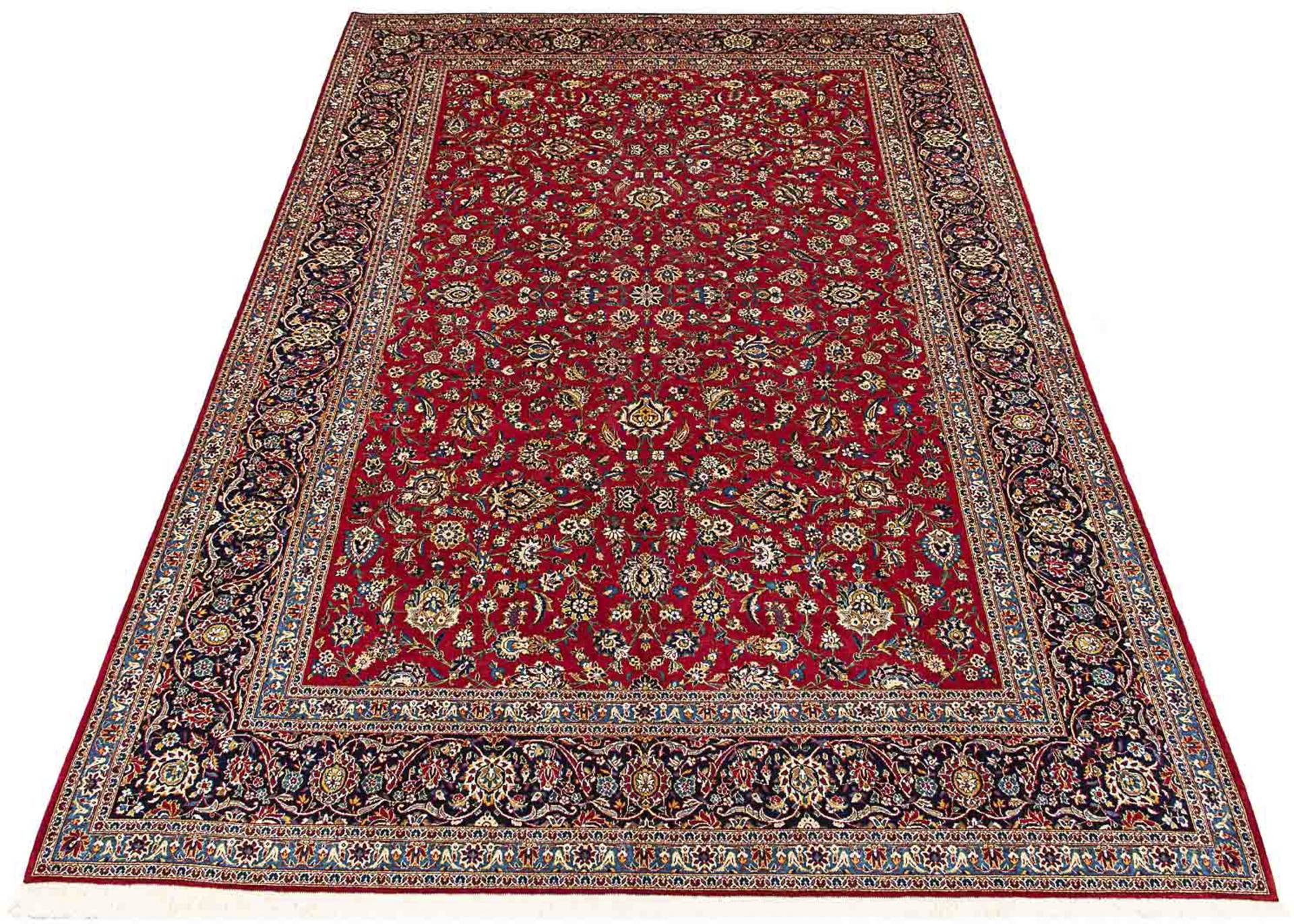 morgenland Orientteppich »Perser - Keshan - 432 x 325 cm - rot«, rechteckig, Wohnzimmer, Handgeknüpft, Einzelstück mit Zertifikat von morgenland