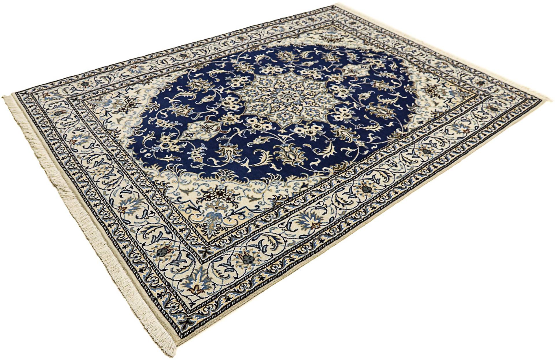 morgenland Orientteppich »Perser - Nain - 236 x 168 cm - blau«, rechteckig, Wohnzimmer, Handgeknüpft, Einzelstück mit Zertifikat von morgenland