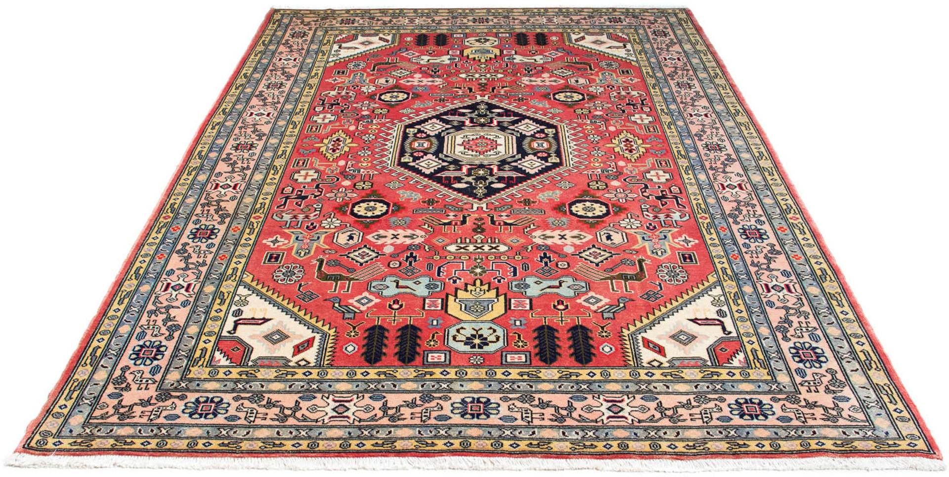 morgenland Orientteppich »Perser - Nain - 241 x 168 cm - hellrot«, rechteckig, Wohnzimmer, Handgeknüpft, Einzelstück mit Zertifikat von morgenland