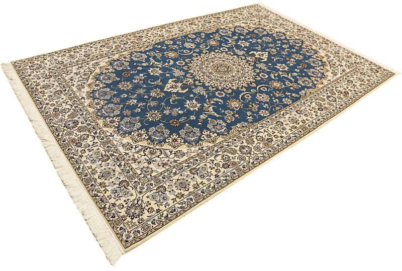 morgenland Orientteppich »Perser - Nain - Premium - 236 x 154 cm - blau«, rechteckig, 6 mm Höhe, Wohnzimmer, Handgeknüpft, Einzelstück mit Zertifikat von morgenland