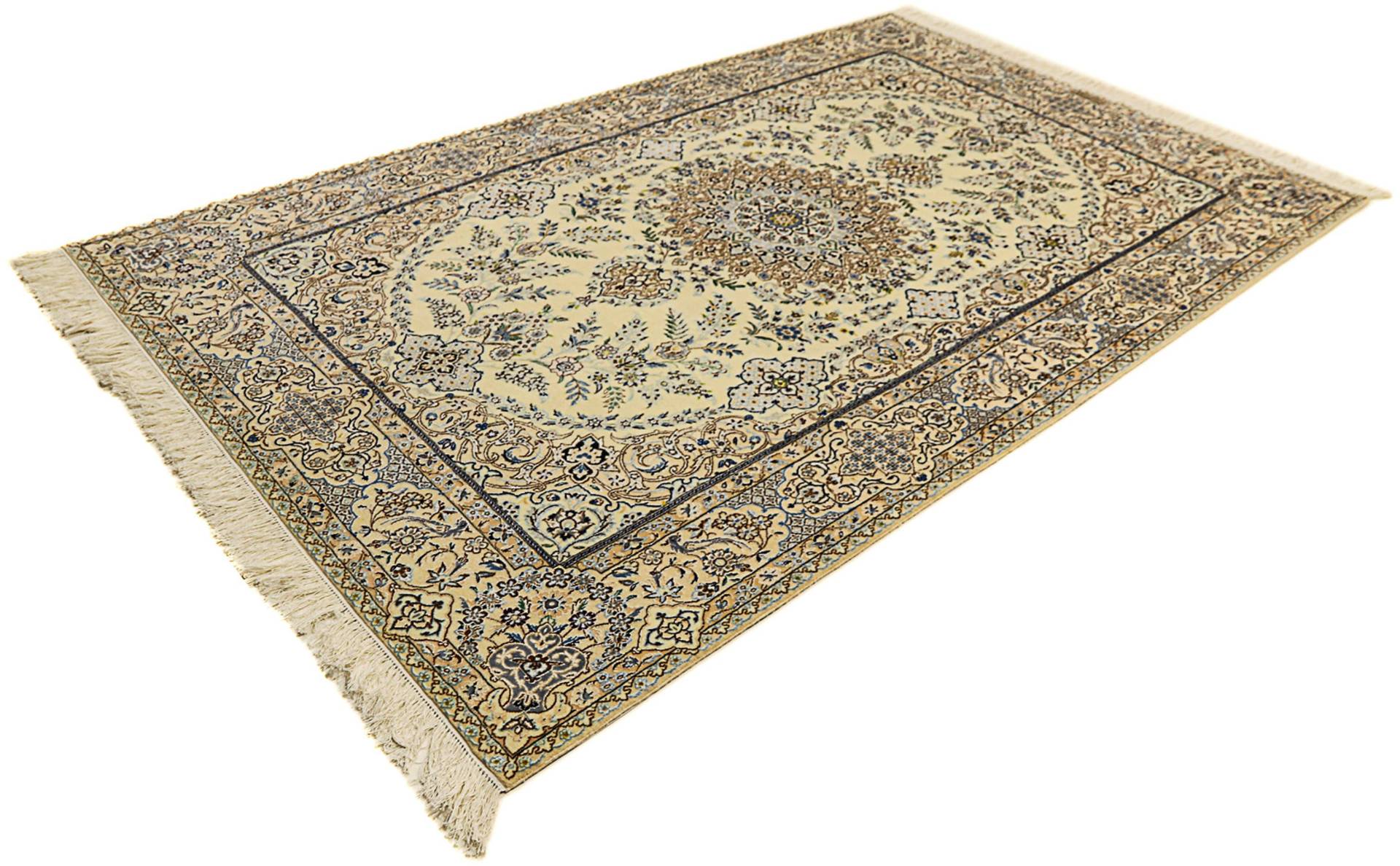 morgenland Orientteppich »Perser - Nain - Premium - 247 x 154 cm - beige«, rechteckig, Wohnzimmer, Handgeknüpft, Einzelstück mit Zertifikat von morgenland